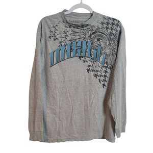 O'Neill Y2K Graphic Print Long Sleeve T Shirt Gray Streetwear Punk Men's Medium